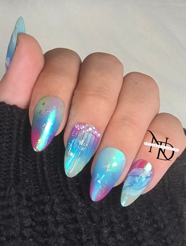 Mermaid shell press nails - mermaid,