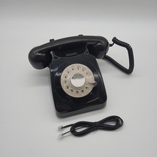 GPO 746ROTARYBLA Retro Telefon mit Wählscheibe im 70er Jahre Design Schwarz