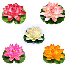 5pcs Künstliche Lotus Seerose Blume Schwimmender Pool Teich Ewige Pflanze DE