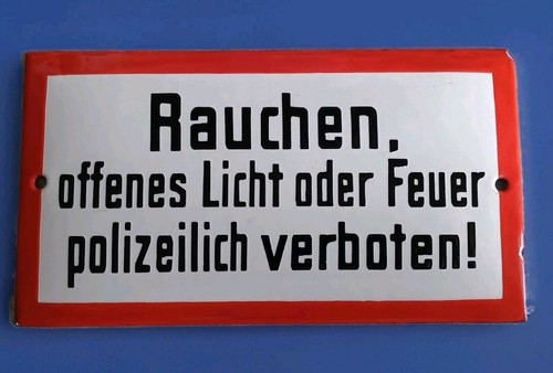 Emaille schild warnschild - emaille, warnschild/