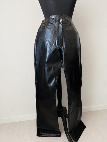 Black faux leather pants - faux,