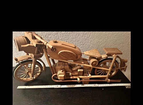 Holz skulptur motorrad - skulptur, braun