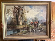 Ölgemälde, Fuchsjagd, 73 x