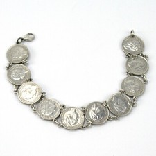 Schönes Armband mit Silber Münzen 10 Cents Holland Wilhelmina Coin Bracelet