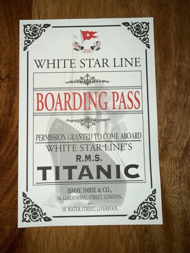 Titanic boarding pass - x,
