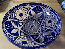 Kristall Schale Blaue Fauster