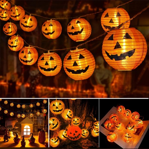 Halloween kürbis lichterkette - kürbis,