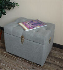 Edle Truhe VIOLA gepolstert Grau Truhenbank Sitztruhe Gasfeder Impressionen NEU