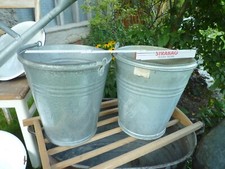Verkaufe 2 große Zinkeimer mit Preisschild, 30 cm, DDR, Vintage Gartendekoration