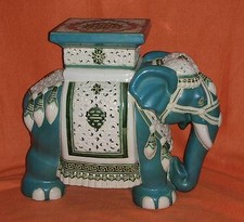 Blumenhocker Elefant aus Keramik Indien Blumensäule Blumenständer Höhe 44,5 cm