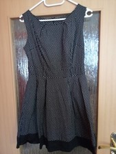 Kleid kurz Rockabilly Schwarz, weiße Punkte Größe L, eher S/M