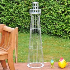 Leuchtturm 135cm verzinkt Leuchtfeuer Gartenbeleuchtung Deko Garten Haus Teich