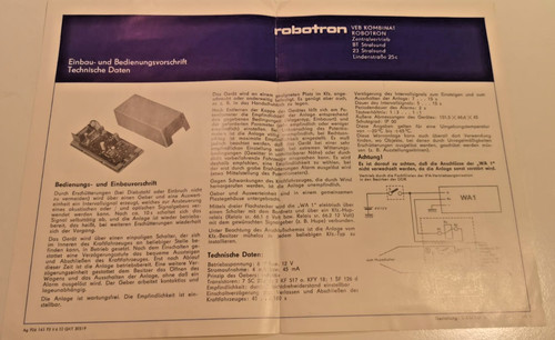 Veb robotron warnanlage wa1 - robotron,
