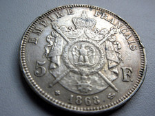 Frankreich 5 Franc 1868 BB "  NAPOLEON III " Silber