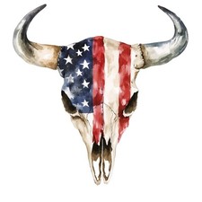Cow Skull with US Flag Wall