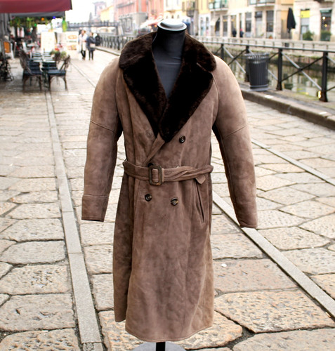 Herren lang lammfell ledercoat