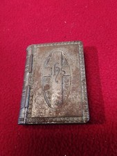 Antik Rosenkranz Etui Bibel Form Gesangbuch Silber versilbert Schmuck (1450)