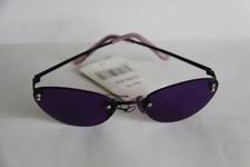 RAHMENLOSE FARB BRILLE SONNENBRILLE  GLÄSER LILA OVAL BÜGEL SCHWARZ