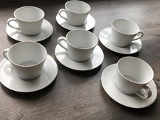 KAHLA 6x Kaffee-/Cappuccinotassen mit Untertassen weiß/Top Zustand!