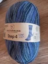 Austermann Step 4 Dreiklang Sockenwolle Wolle blau meliert 4 fach 100 g