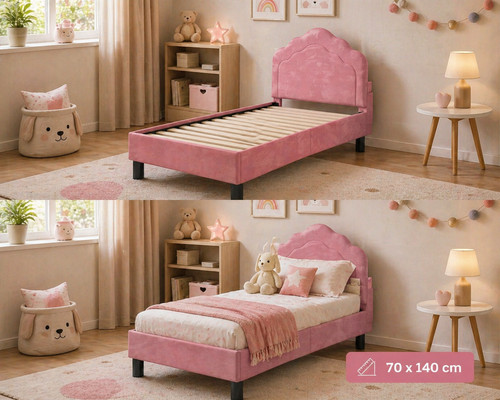 Kinderbett 140x70 rosa samt - 140x70,