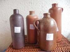 Konvolut antike 4 Stück Steingut Flaschen  Steinzeug  Inh - siehe Fotos