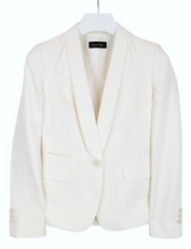 Massimo Dutti 6004 Blazer Damen (Eu) 38 Seide Flax Blend Schal Gefüttert Formell