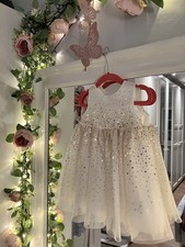 H&M Kleid Gr. 74 Weiß Gold