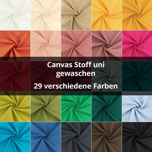 Canvas stoff gewaschen uni - ,