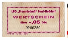 Wertschein LPG Freundschaft Forst Nossdorf 0,05 DM x