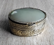 alte Pillendose Deckeldose Klappdose mit echtem Stein ovale Form