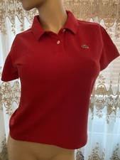  Damen T-Shirt mit Kragen von LACOSTE Gr.38 Baumwolle Rot  neu 