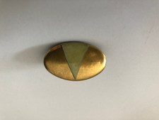 Vintage Brosche, Porzellan, grün, gold, oval
