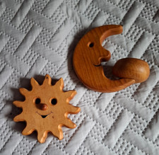 Sonne und Mond-Kerzenhalter Holz-Deko gebraucht