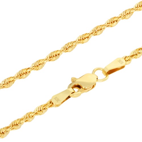 10k gelbgold 2mm kordel kette - 10k,