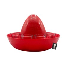 Sierra Tequila 11er Shot Tray Sombrero Set Tablett in Hutform Rot Plus 11 Shotg