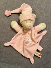 Nicotoy Schmusetuch Bär rosa Zipfelmütze Kuscheltuch Schnuffeltuch rosa Vogel