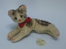 Steiff 2312 Kleine liegende Katze Fiffy ! MUSTER ! Archiv ! 1955 ! Mohair TOPP