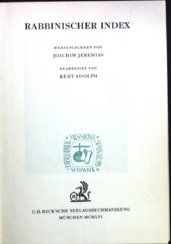 Rabbinischer index kommentar - rabbinischer,