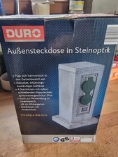 DURO 4 x Außensteckdose mit Dämmerungssensor  Steinoptik Garten