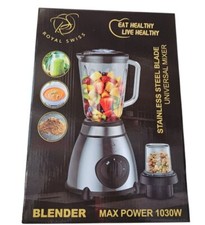 Royal Swiss 2IN1 Standmixer Glas Mixer Edelstahl Eis Crusher Mühle Blander