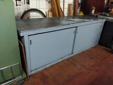 Werkzeugschrank Vintage,Werkbank Holz mit Schubladen und Metall-Arbeitsplatte