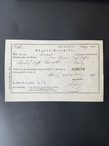 Liechtenstein 1857 postschein - liechtenstein,