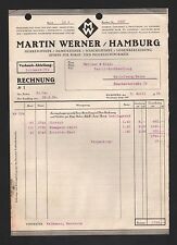 HAMBURG, Rechnung 1934, Martin Werner Herrenstoffe Stoffe Forst-Polizeiuniformen