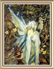 Kunstdruck GWENHWYFAR Grüner Mann Dunkles Holz Geister Fee KÖNIGIN Elfen Kobold