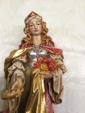 Heilige Elisabeth Mit Brot Holzfigur handgeschnitzt bemalt