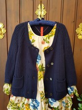 EWA  I  WALLA  VINTAGE STRICK JACKE WOLLE FARBE : BLAU GR: S/M
