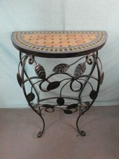 Tisch Schmiedeeisen Mosaik Wandtisch Beistelltisch Antik Marokko Konsole D1c2