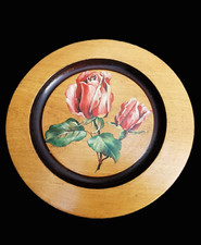 Teller Holz Rosen handbemalt
