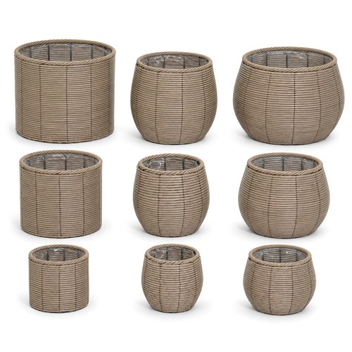 Rattan blumentopf set 3er - blumentopf,